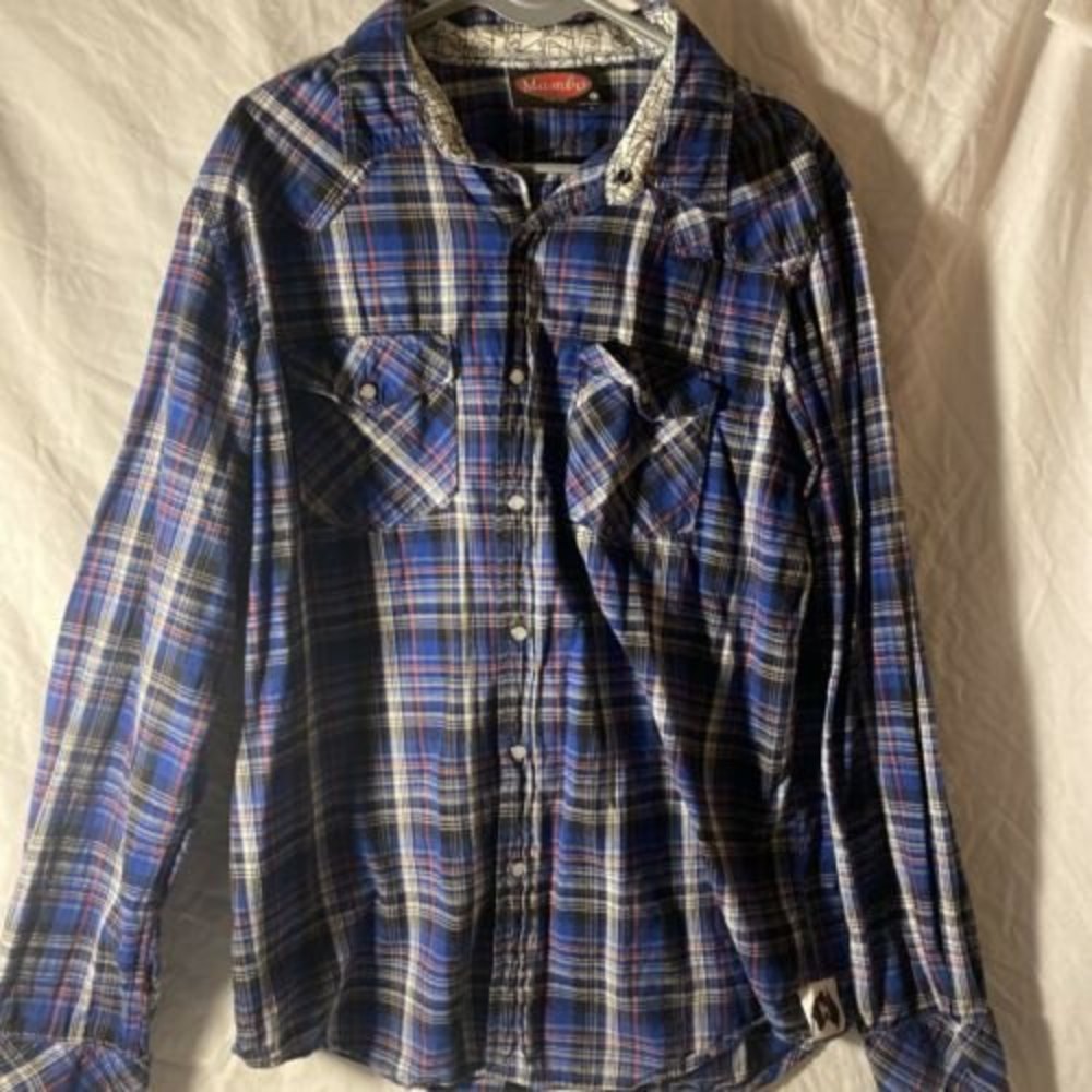 Mambo Australia Snap-Up Shirt Western Flannel Long Sleeve 100% Cotton Mens Sz L